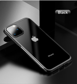 Луксозен силиконов гръб ТПУ BASEUS Premium Shining Case за Apple iPhone 11 Pro 5.8 прозрачен с черен кант